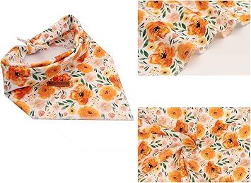 Elegant little tail Dog Bandanas - 1Pack Floral Print Washable Dog Scarf Female Square Bib Kerchief Scarf Adjustable Pet Bandana for Small Medium Dogs