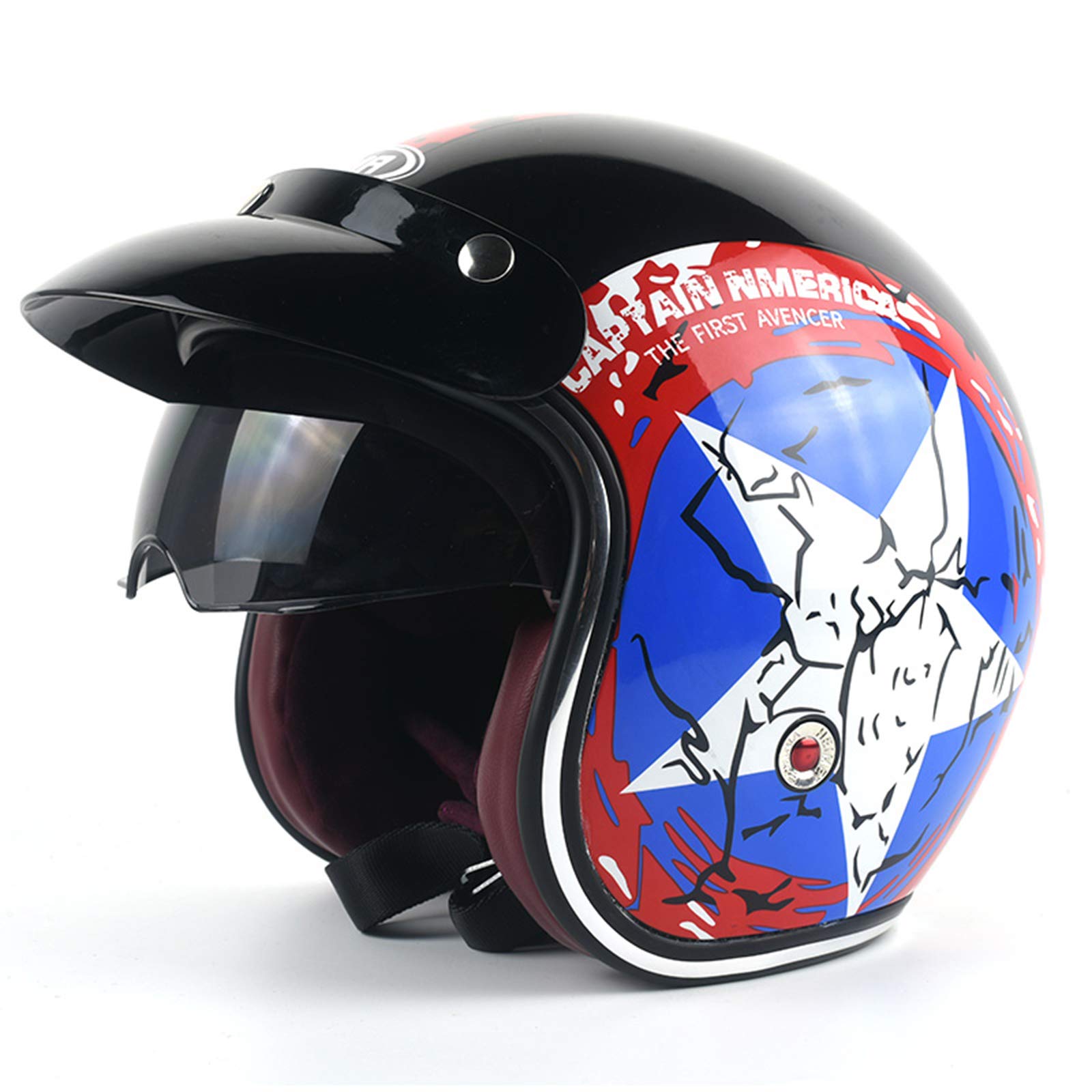 Casco De Motocicleta Casco Abierta Personalidad Vintage Cascos Moto Half-Helmet Transpirable Cálido Adulto Hombres Mujeres Casco Jet ECE Certificado Actividades Multideportivas