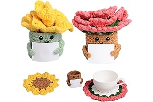 Emotional Support Crochet Plants Flower Potted Plants Succulent Coasters