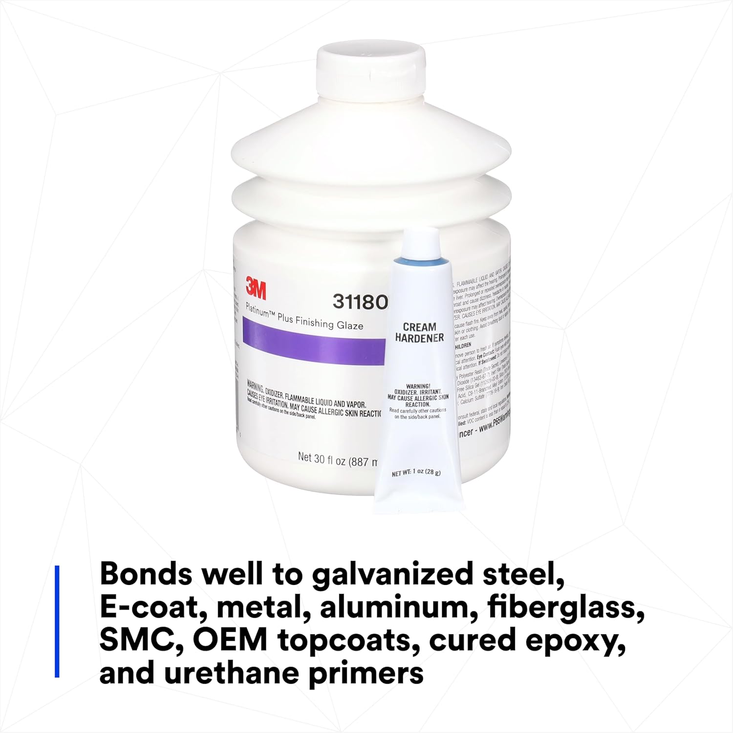 3M Platinum Plus Glaze, 31180, Two-Part Premium Selfleveling Finishing Glaze, 30 fl oz/887 mL