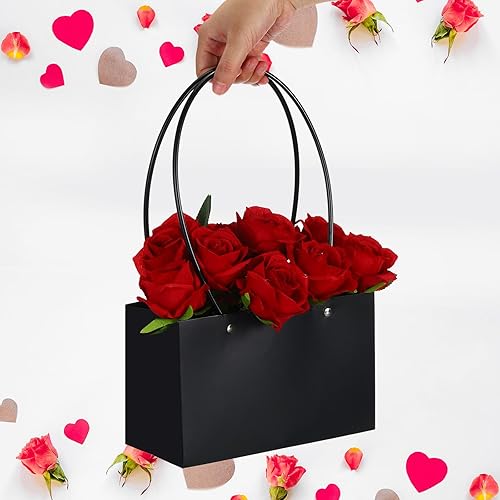 Miniatura 4 de PATIKIL Caja de regalo de flores, 30 bolsas de regalo de flores de ramo de papel con asa rectangular para floristería, boda, fiesta, cumpleaños,