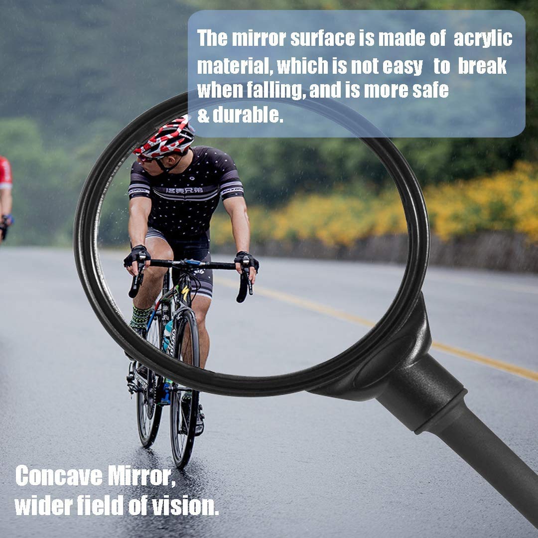 Miroirs De Vélo Grand Angle - 2 Pièces Ovales En Acrylique - Pour Guidon Route Et VTT - Montage Rapide Avec Sangle En Silicone