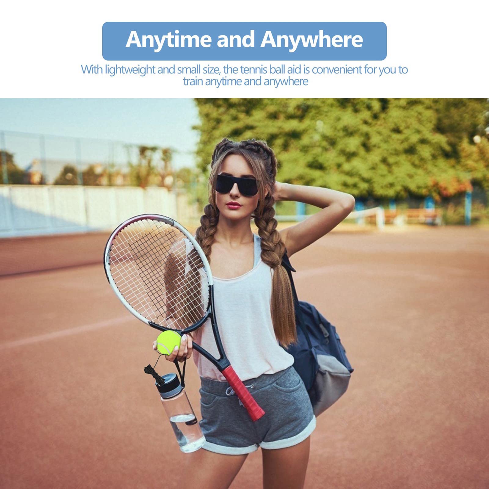 Jwthee 3 PCS Tennis Training Ball with String, Tennis Trainer Rebound Ball with 4 Meter Elastic Rubber String, Portable Tennis Training Tool