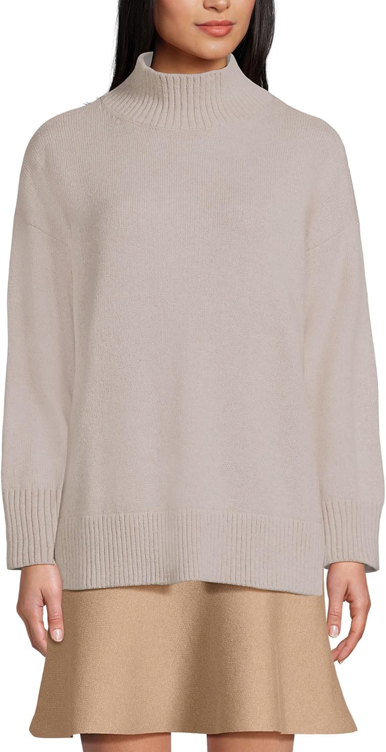Lands' End Women's Dweller Split Hem Turtleneck Sweater
