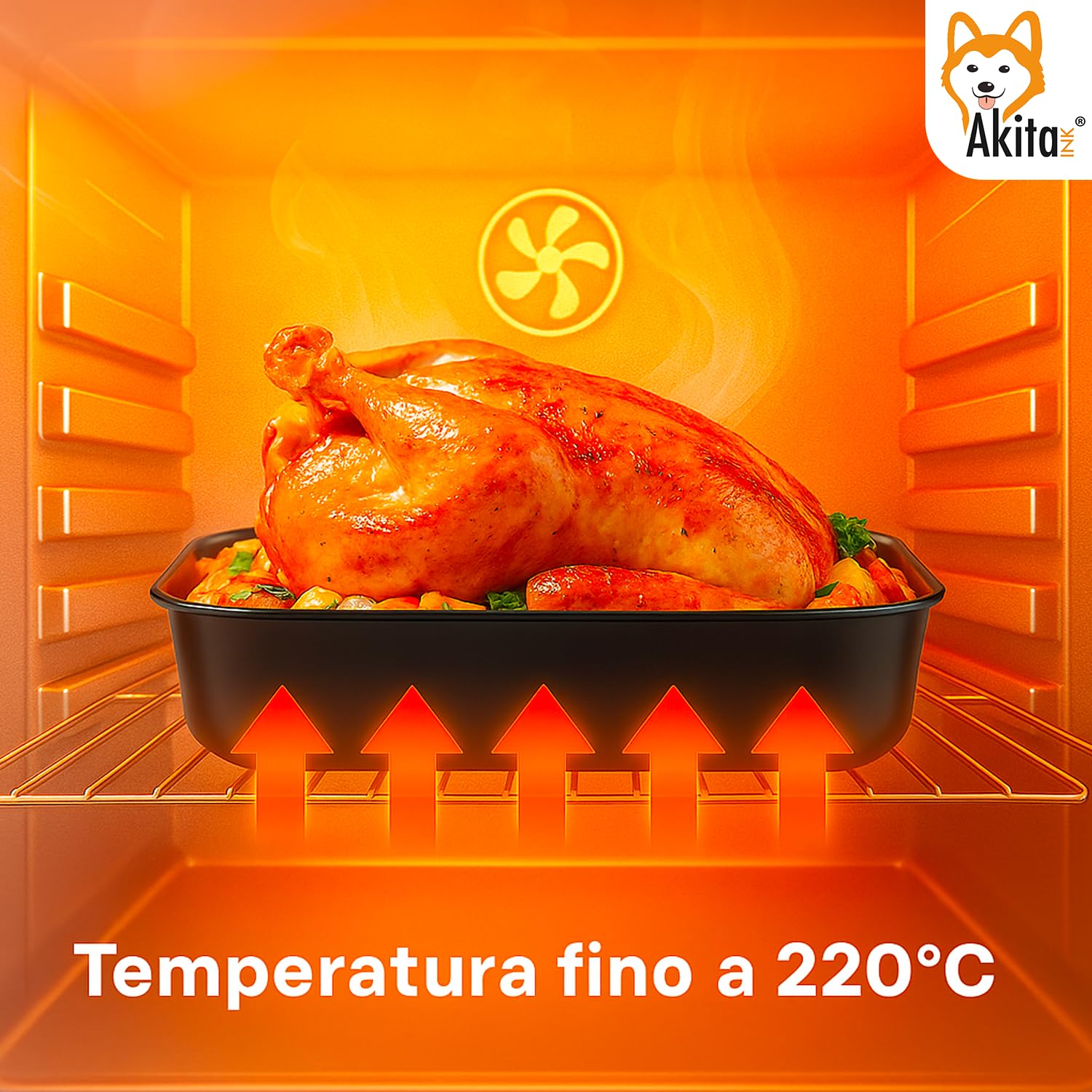 AKITAInk Set 4 Teglie Antiaderenti 20-25-30-35 cm | Acciaio al Carbonio, Cottura Uniforme, Bordo Alto, Lavabili in Lavastoviglie, Senza Grassi per Pizze e Torte Made in Italy