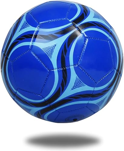 Balón de fútbol, tamaño 5, cubierta duradera, entrenamientopartido. Colores brillantes azulnegro. Alta visibilidad.