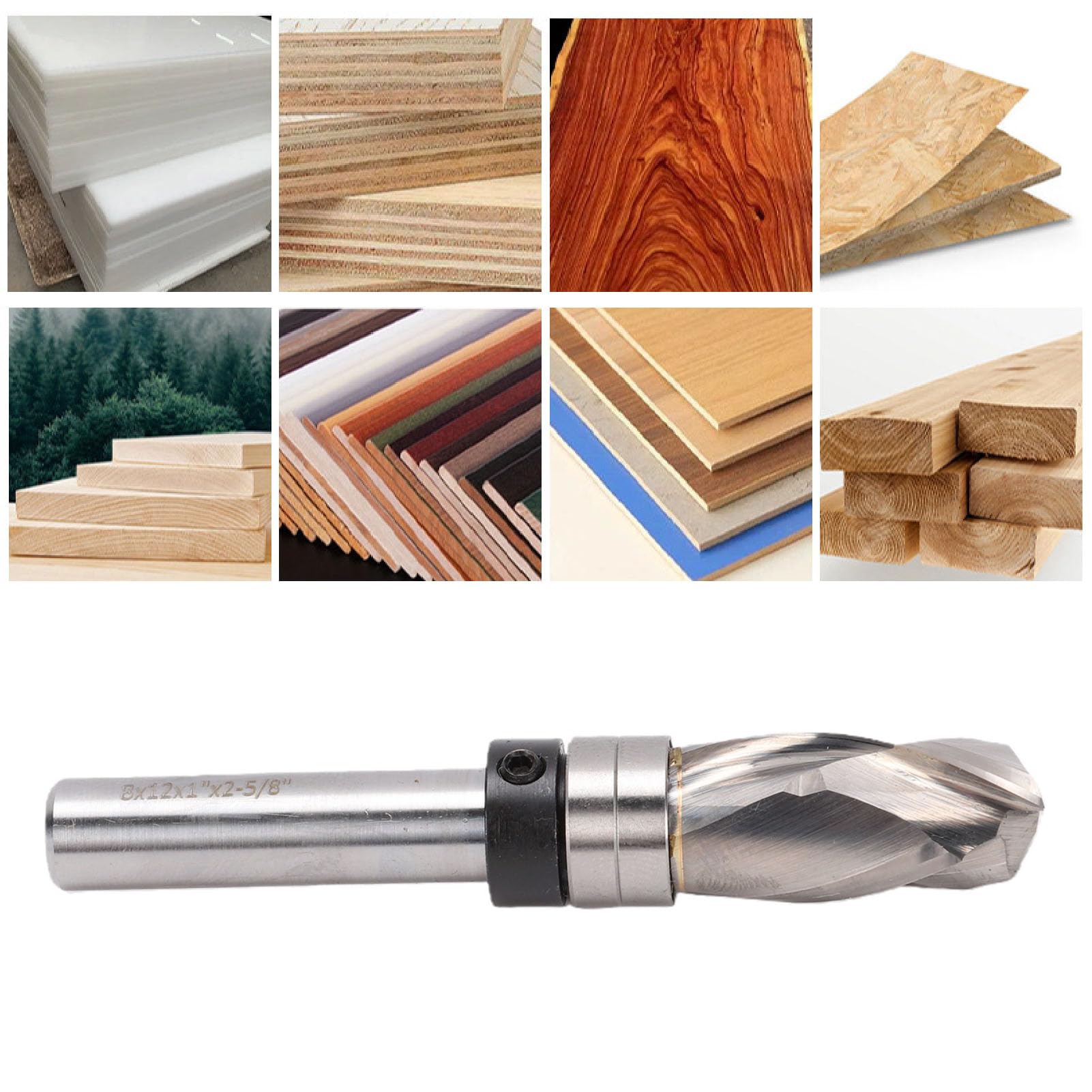 Alomejor Fresa a Spirale per Fresatura a Filo per la Lavorazione del Legno Gambo da 8 Mm di Precisione Diametro di Taglio da 12 Mm Lunghezza 25,4 Utensile in Metallo Duro per attività Manuali e CNC