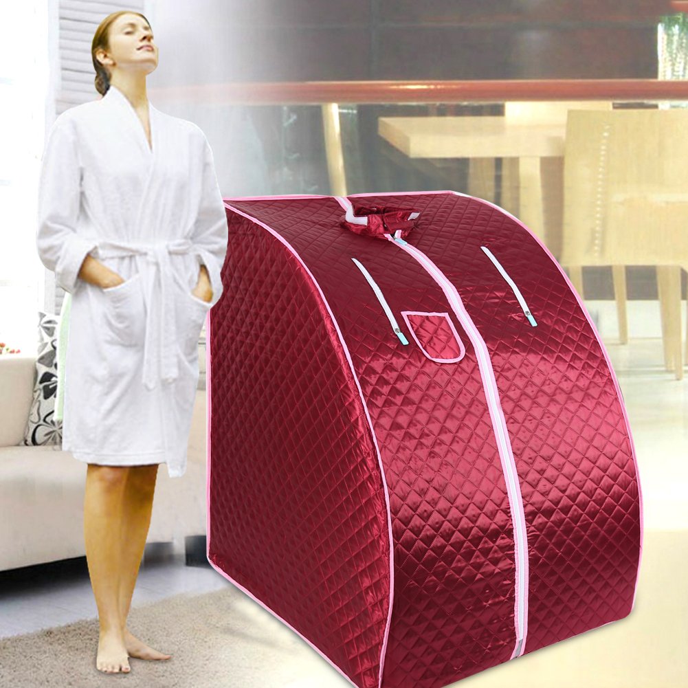 Przenośna sauna na na podczerwień 1000 W, składana sauna kabinowa, mobilna sauna na na podczerwień, terapeutyczna budka ciepła, namiot do sauny parowej 2 l, do salonu