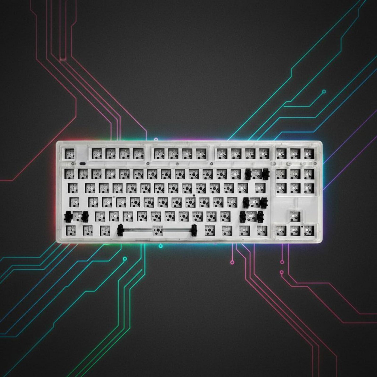 Qianly Kit Tastiera Meccanica Telaio Base Retroilluminazione RGB Base Tastiera TKL 87 Tasti Batteria Ricaricabile Integrata Periferica Computer per Scrivania, Black