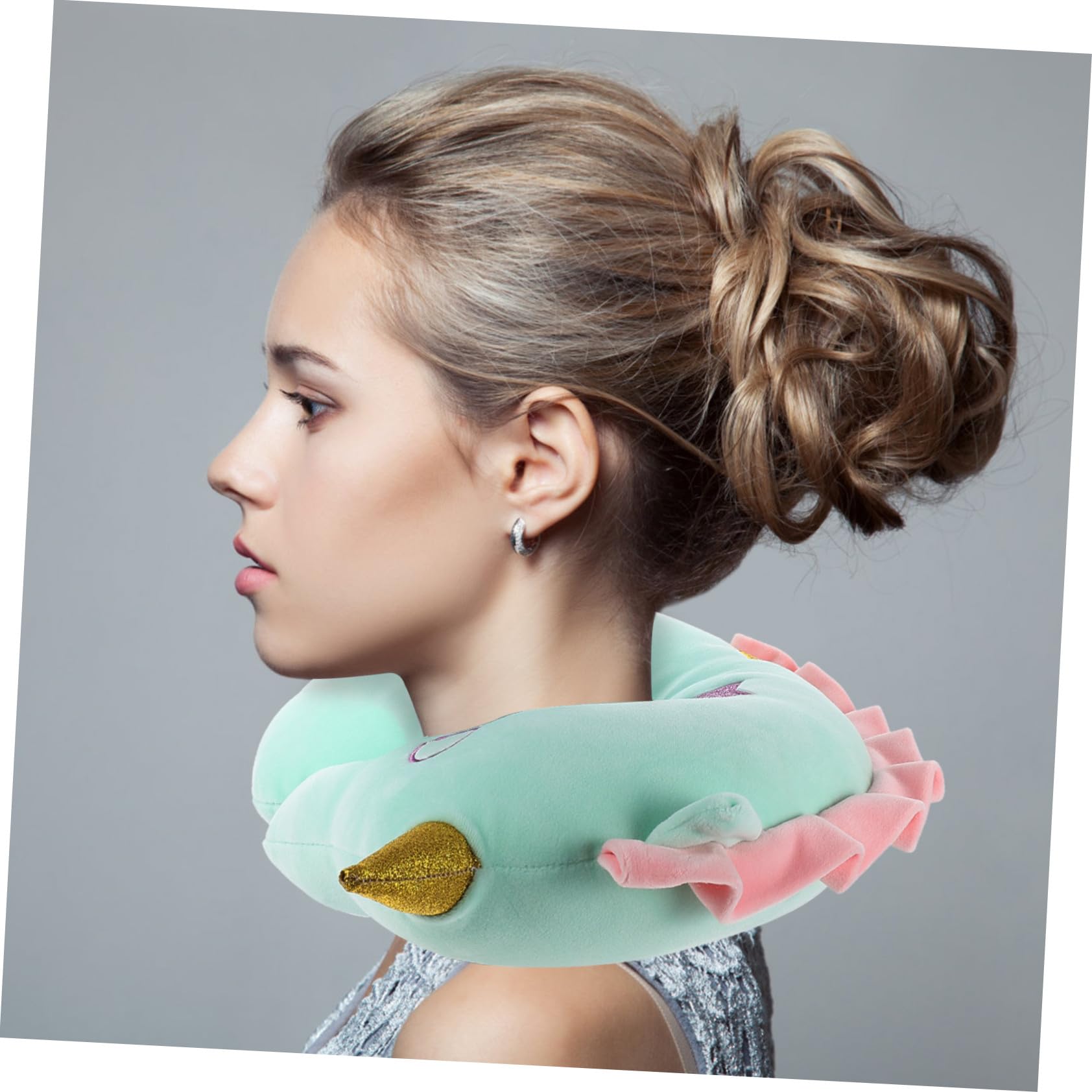 Almohada Cervical U Diseño Unicornio Portátil para Viaje y Oficina Cojín y Resistente para Soporte de Cuello y Descanso Ergonómico
