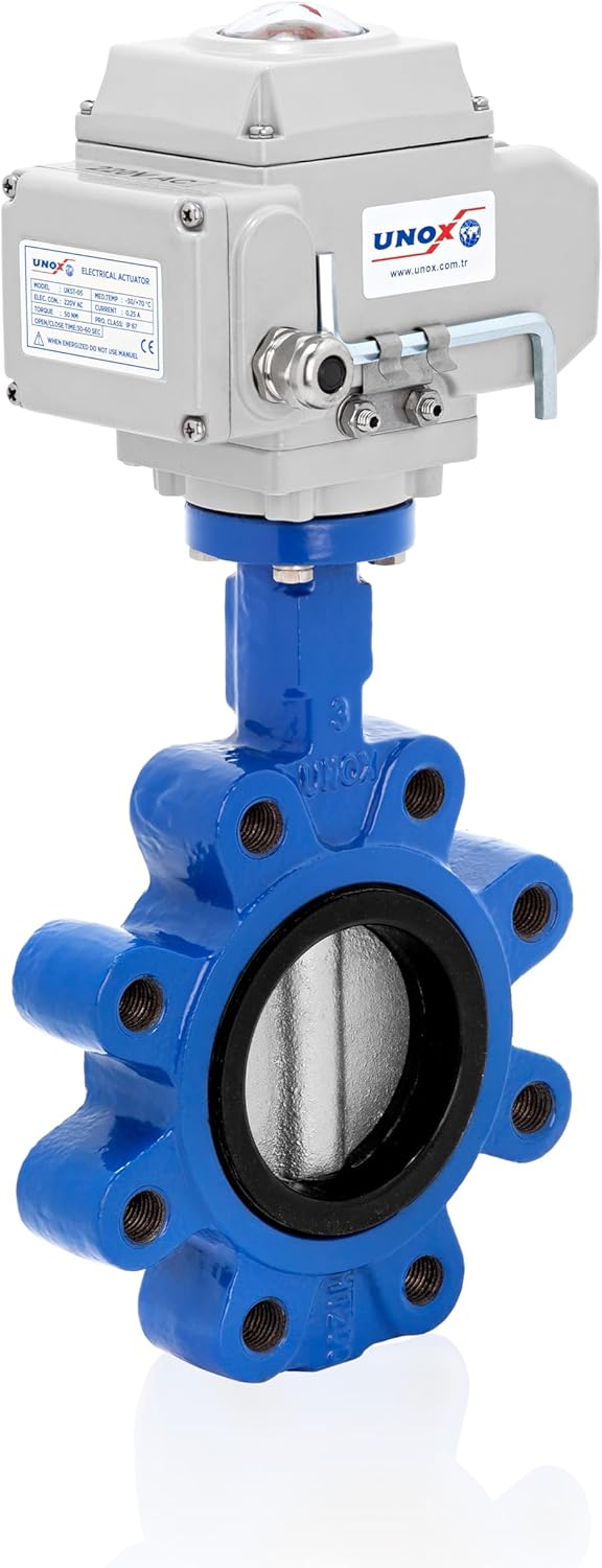 UNOX Butterfly Valve DN80 (3") 110V AC Electric Actuator Lug Type Stainless Steel AISI304 Disc EPDM Seat GGG40.3 Body for Water & Air | Industrial Butterfly Valves