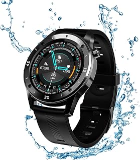 XFTOPSE Smartwatch Relógio Inteligente Redonodo,Relógio Inteligente Bluetooth IP67 à Prova Dágua Pressao Arterial, Smartwatch F22 Monitoramento do Ritmo Cardíaco com Pedômetro e GPS Preto