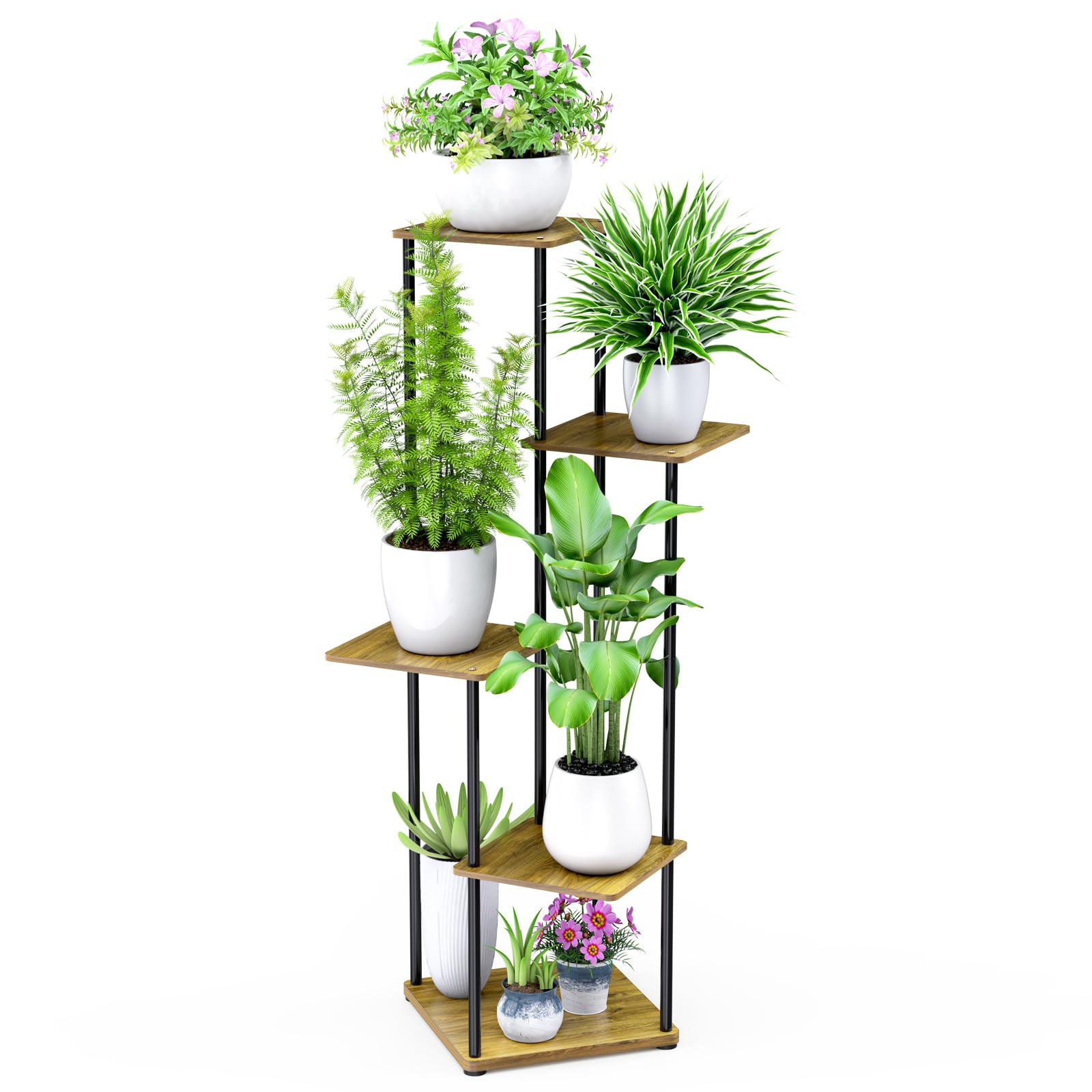 STLOVe Porta Piante da Interno, 5 Livelli Supporti Piante, Portavaso, Mensola Moderna, Plant Stands per Fioriere Angolari, Giardino (Vaso e pianta Non Inclusi)