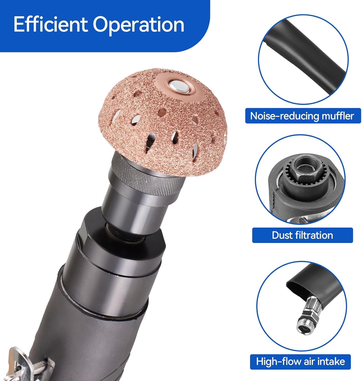 Air Tire Restoration Polish Patch Tools Kit Heavy Duty - Include 2500rpm Low Speed Air Tire Buffer, Tire Inner Liner Scraper, Patch Roller, Tungsten Steel Buffing Wheel