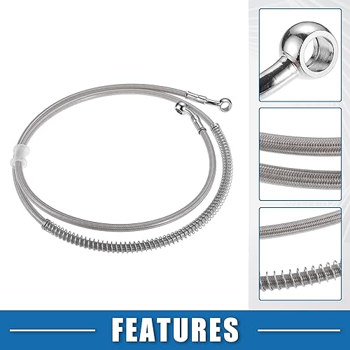 Miniatura 3 de Manguera de aceite de línea de freno hidráulico para motocicleta, 0.394 in ID 55.12 pulgadas de longitud, línea de freno trenzada para ATV