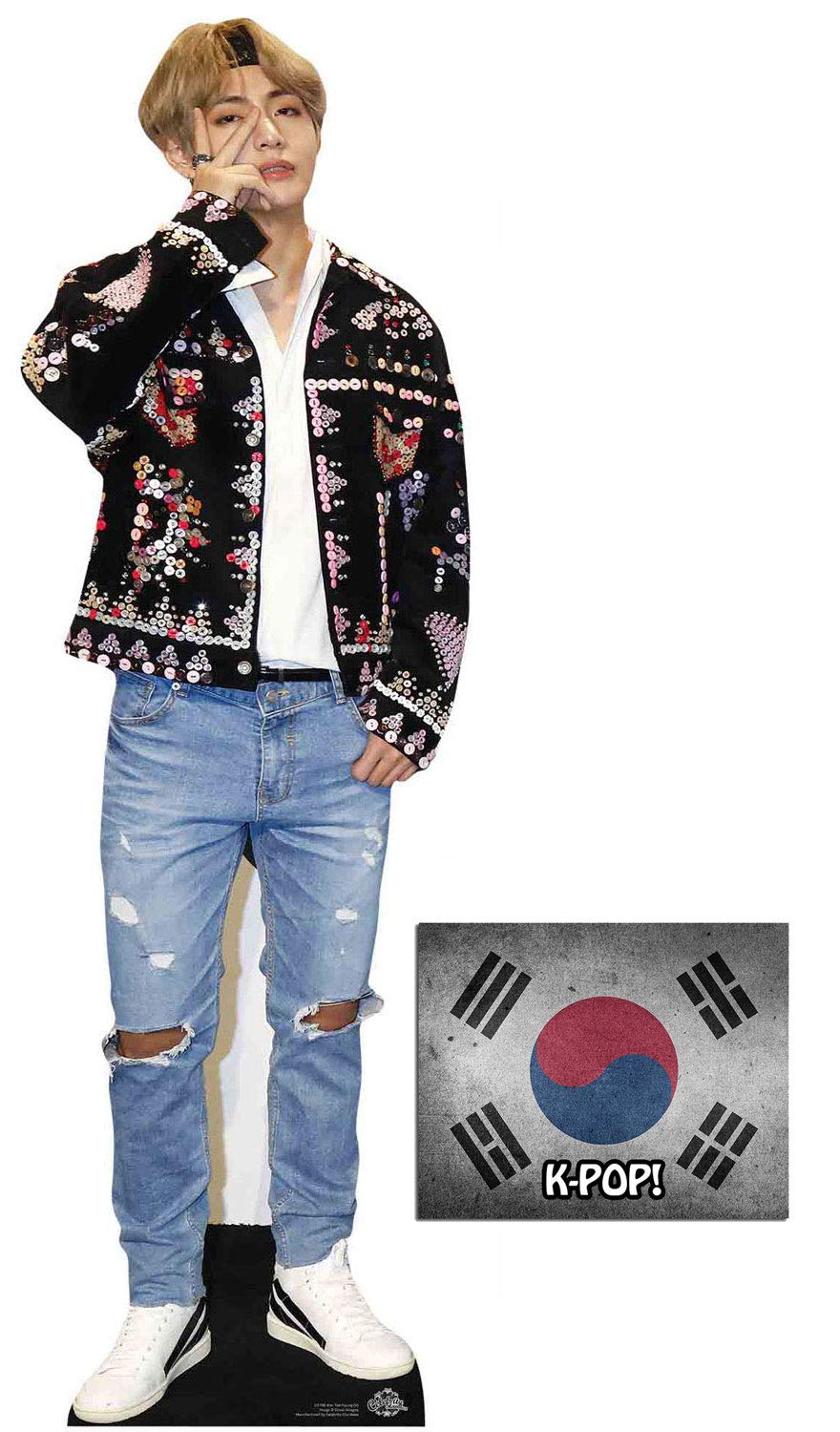 BundleZ-4-FanZ V (Kim Taehyung) Bangtan Boys Mini Cardboard Cutout Fan Pack, 90cm x 29cm Includes 8x10 Star Photo