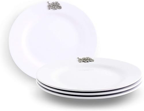 Miniatura 11 de Arthur Court Plato de melamina pesado y duradero, 4 piezas, para uso en interiores y exteriores, fiestas y uso diario, vajilla vintage de 10