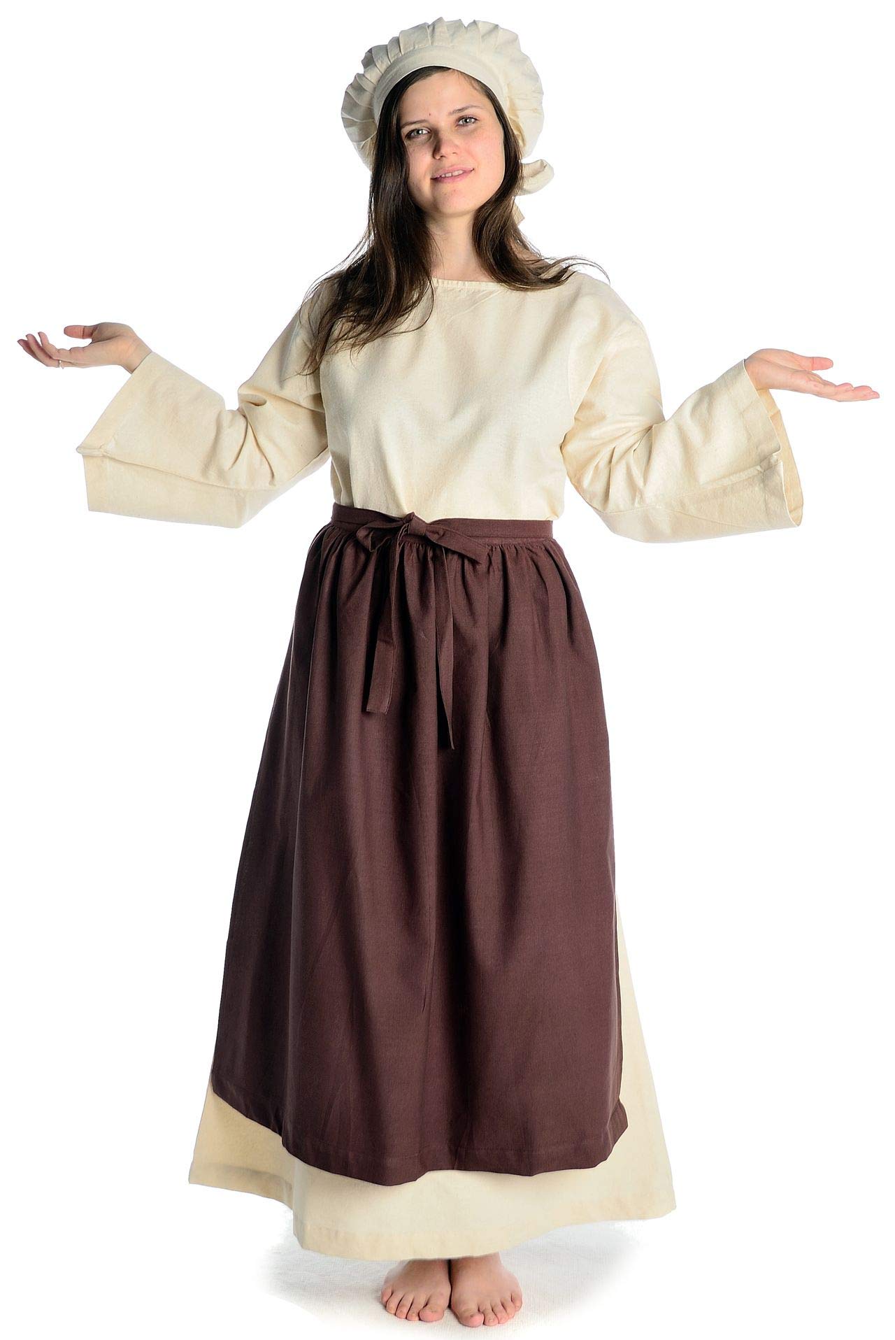 HEMAD Medieval Apron Repanse - Cotton - Brown, Red, Green, Beige, White - One Size - Brown