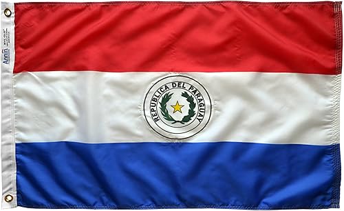 Annin Flagmakers Modelo 196612 Bandera de Paraguay fabricada en Estados Unidos según especificaciones de diseño oficiales de las Naciones Unidas, 3