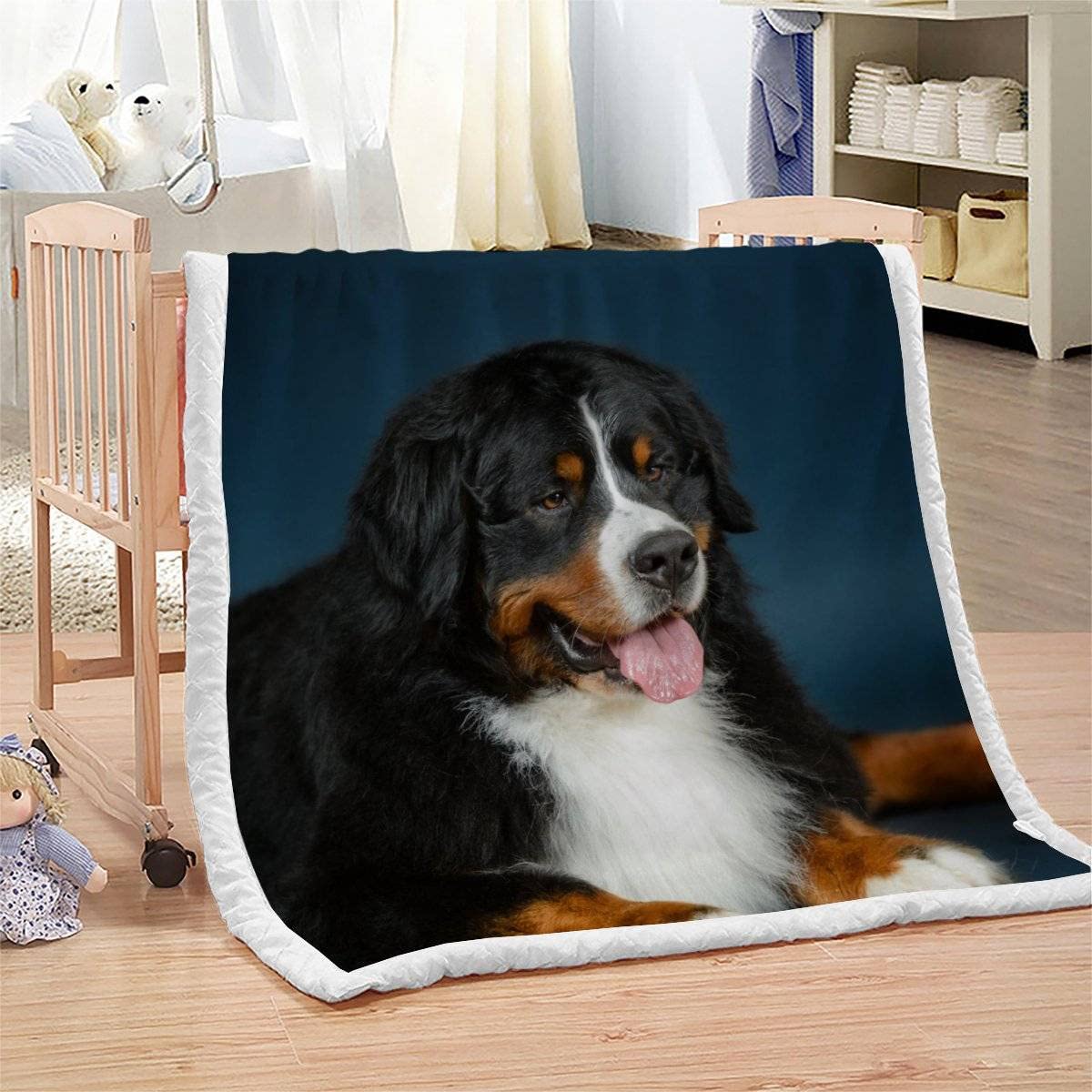 Couverture Polaire Epaisse Hiver Chien Bernois pour Adultes 3D Chien De Compagnie Plaid Canape Chaud Doux en Flanelle Jeté de Canapé pour Couvre lit 2 Personnes pour Enfant Ado 150x200cm