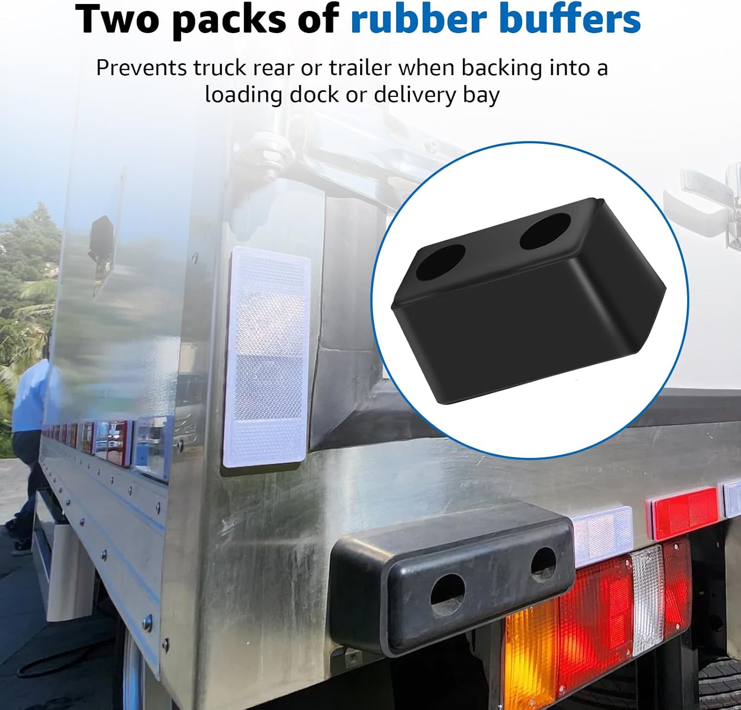 4-Pack Heavy Duty Rubber Bumper Blocks Industrial Dock Buffers – 6x3x3 Perfect for Truck Rear, Chassis, Flatbed Trailers, Reefer, Boat, Marinas & etc （4502-1276）