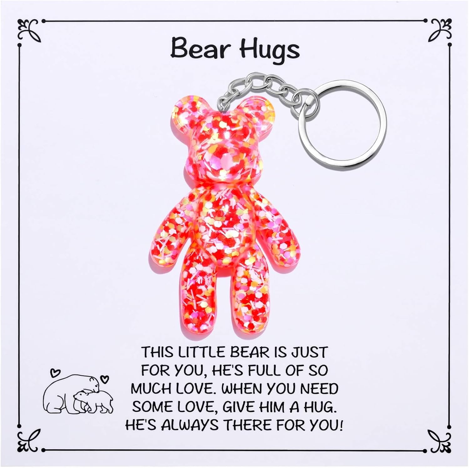 Pocket Bear Hug, Anxiety Relief Gifts for Women Men, Mental Health Positivity Gifts for Anxious Friend, Thinking of You Gift, Comforting Gift for Son Daughter Back to School, Red