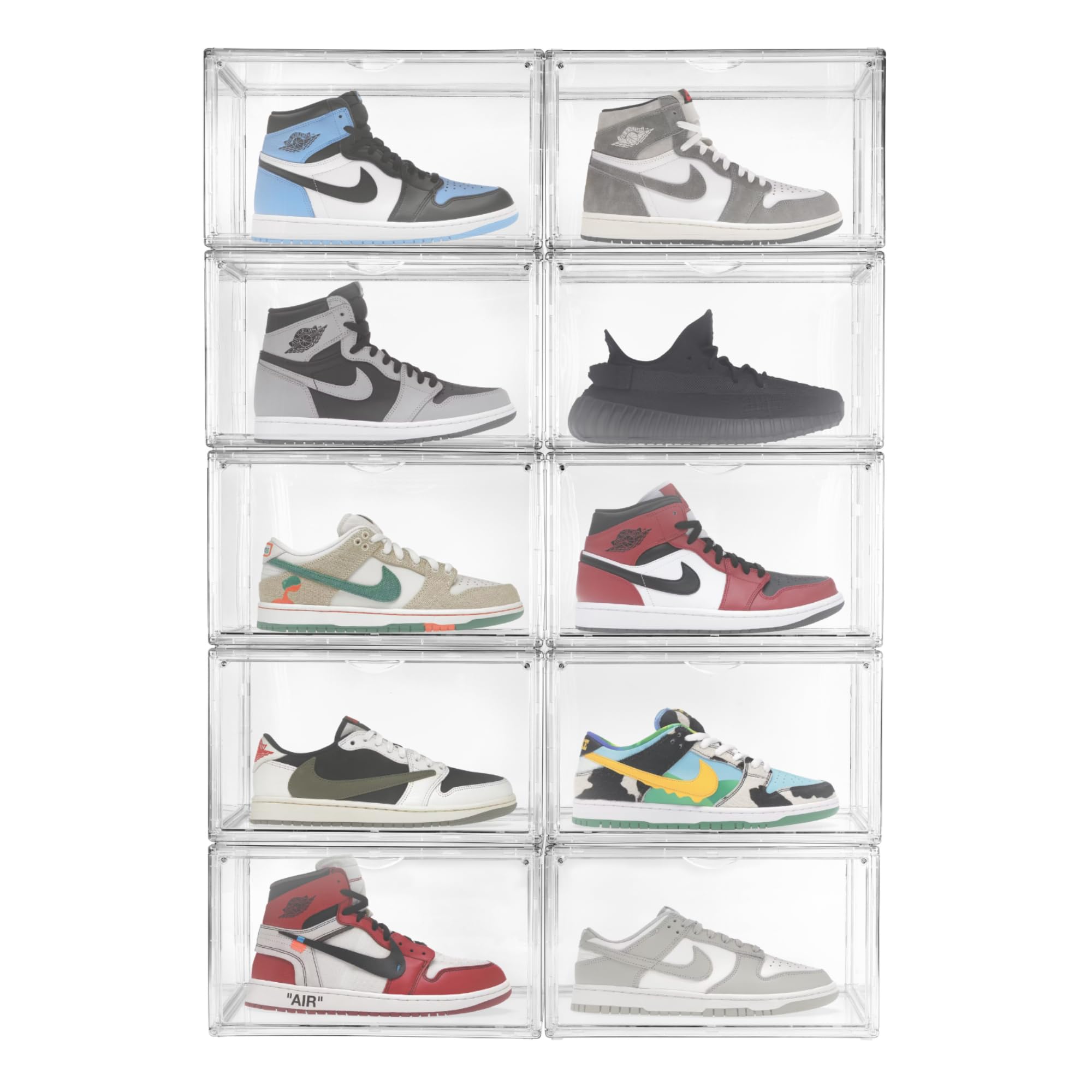 Transparente Sneakerboxen – Transparente Schuhboxen – Acrylmaterial – Magnetverschluss – Stabil und stapelbar – Bis Größe 48 – 4 Stück