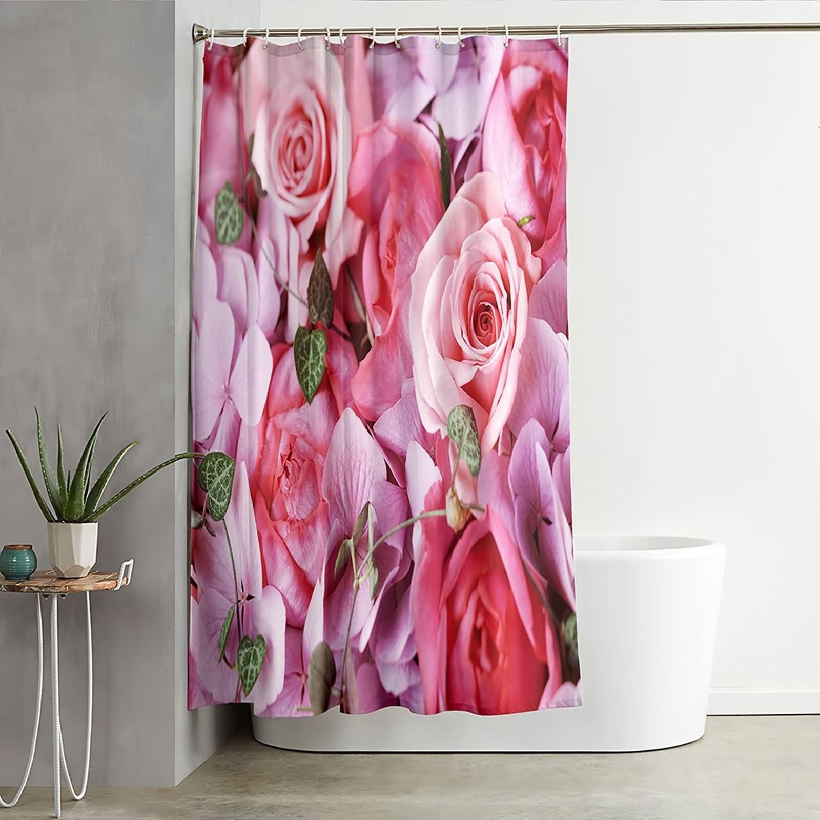Duschvorhang 180X200, Duschvorhang Stoff Waschbar Rose Badezimmer Duschvorhang