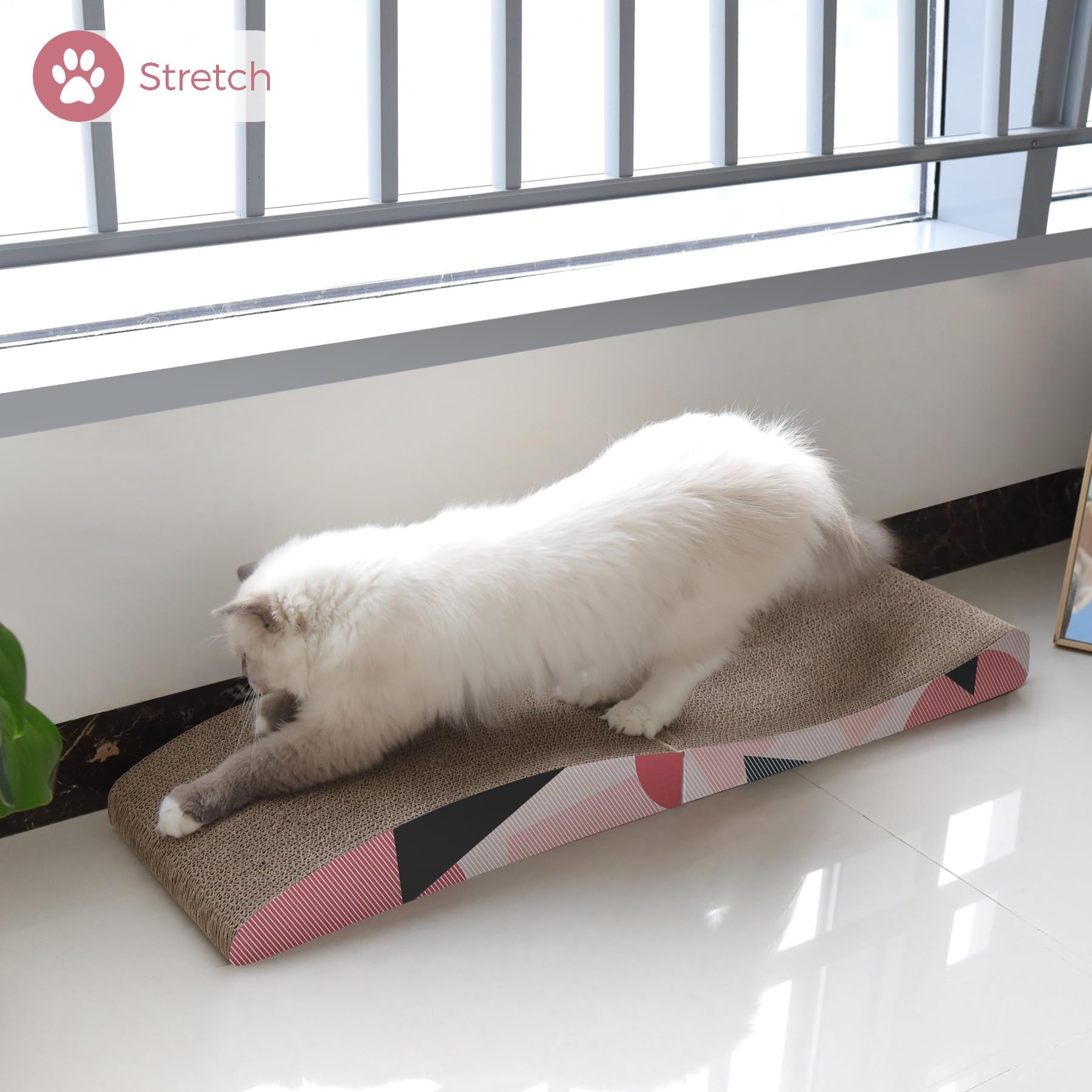 Comsaf Tappetini Tiragraffi per Gatti Grandi, 70cm Tampone Antigraffio Graffiatoio in Cartone per Gatto, Pannello Ondulato Gioco Collassabile, Supporto per Il Riposo, Collassabile
