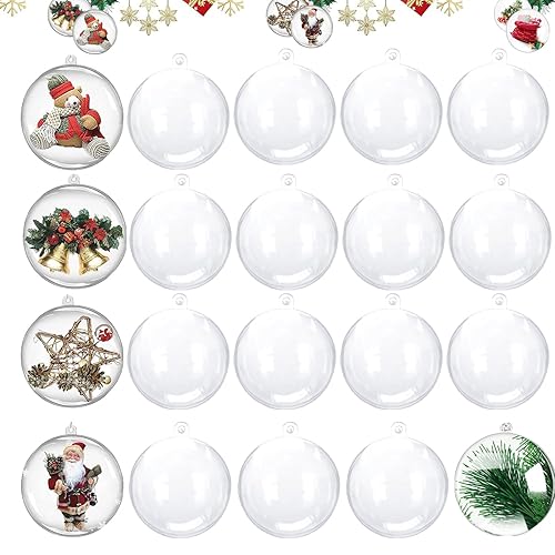 Immagine del prodotto 20 pezzi Palline di Natale Trasparenti da 6cm, Palline Acriliche Riempibili Sfera di Plastica a 2 Parti per Decorazione Domestica Della Desta di Nozze di Natale (Transparent 6cm)