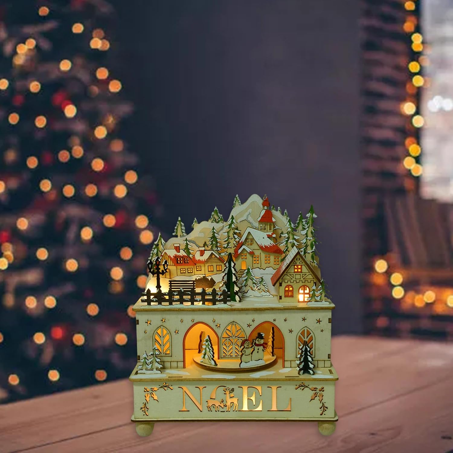クリスマス 木製 オルゴール | 回転クリスマスツリー クリスマス 