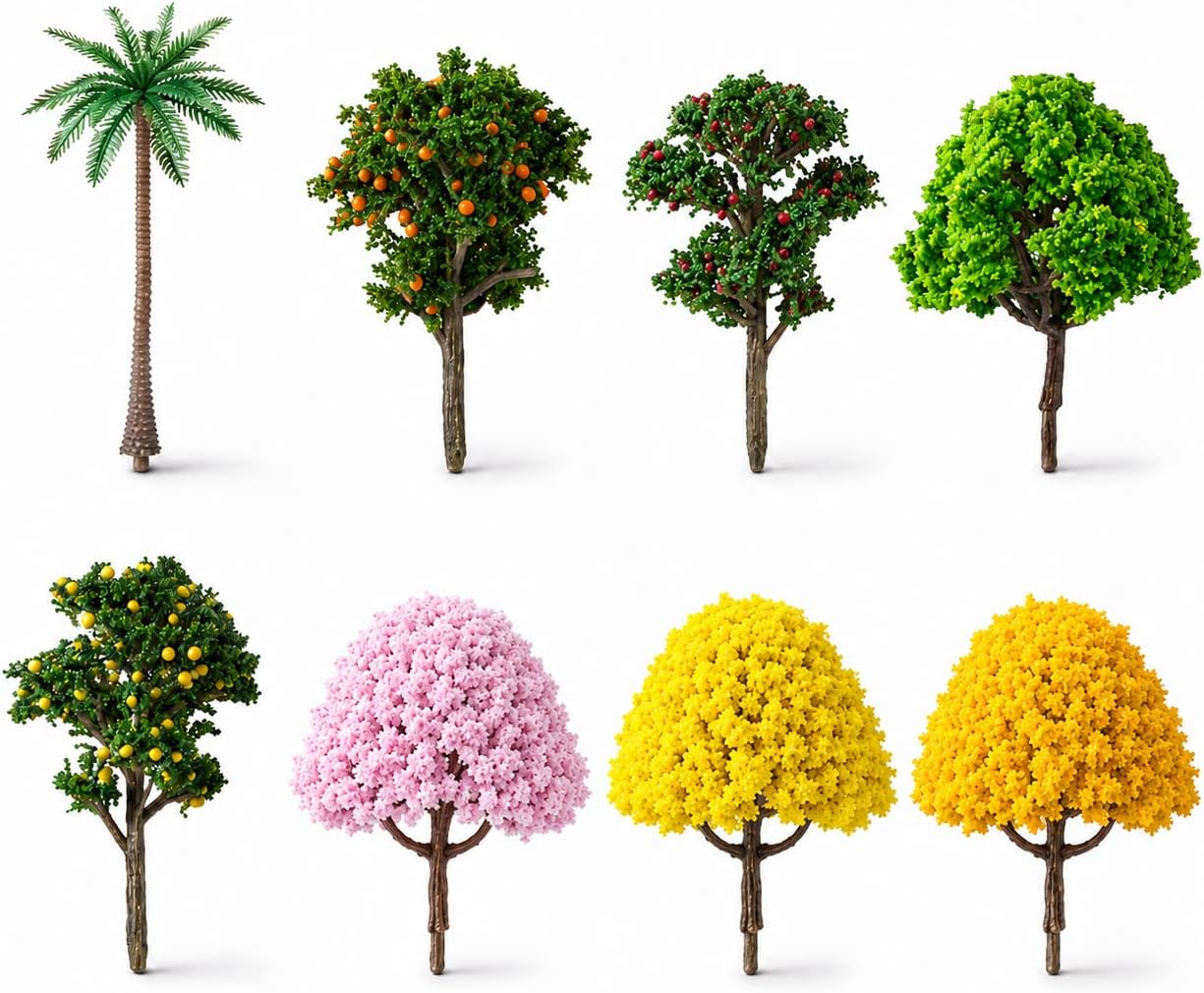 8Pcs Mini Model Trees for Sand Table,Potted Ornament