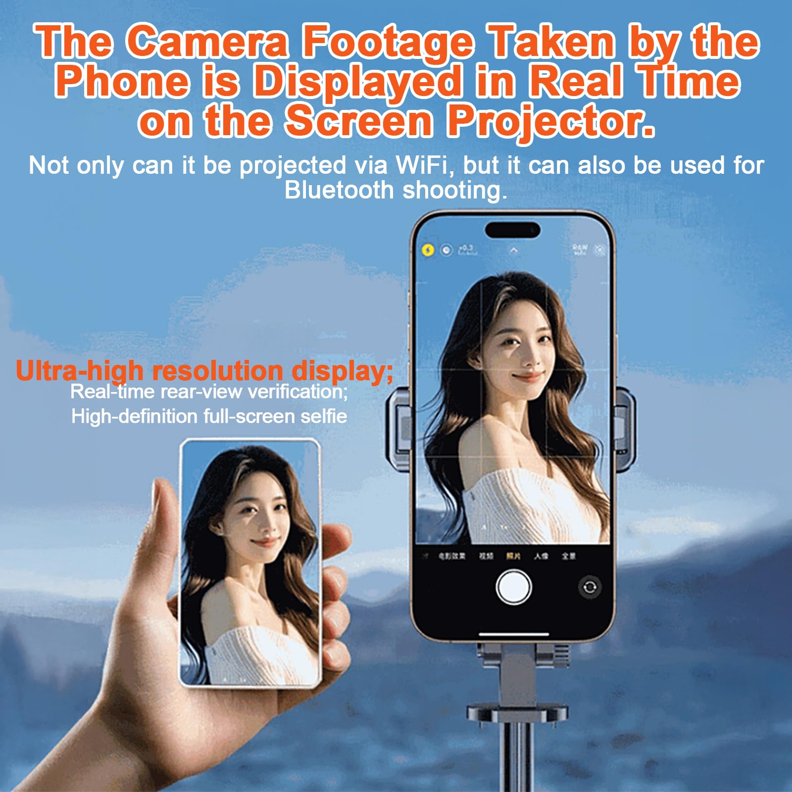 Selfie Monitor Schermo per Telefono, 4H Magnetic Schermo Portatileper Vlog, Selfie Monitor Magnetico Wireless Compatibile con iPhone & Android per Selfie Vlog Live Streaming