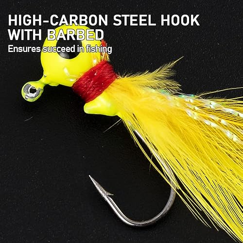 Miniatura 3 de Dr.Fish Paquete de 10 plantillas de plumas de pesca, cabeza de marabú, cabeza de marabú, bola redonda, señuelos de pesca, kit de plantillas para