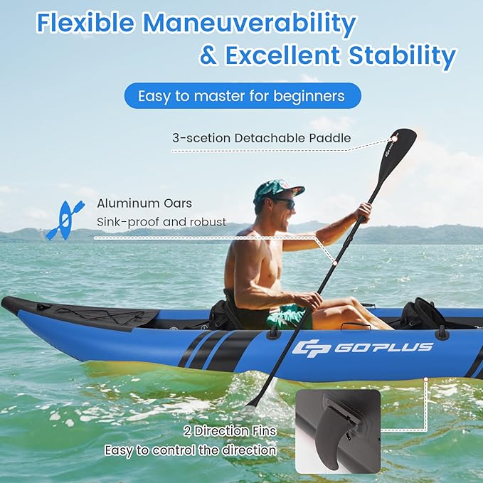 Goplus Kayak Inflable, 12.5 pies, 2 personas, 507 lb, con remos, asiento, bomba miniatura 5