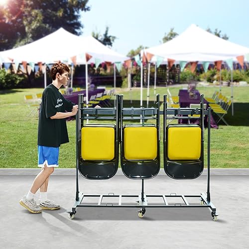 Miniatura 5 de Carrito de almacenamiento para silla plegable, mesa plegable gruesa y resistente, estantes plegables para almacenamiento con ruedas de goma de