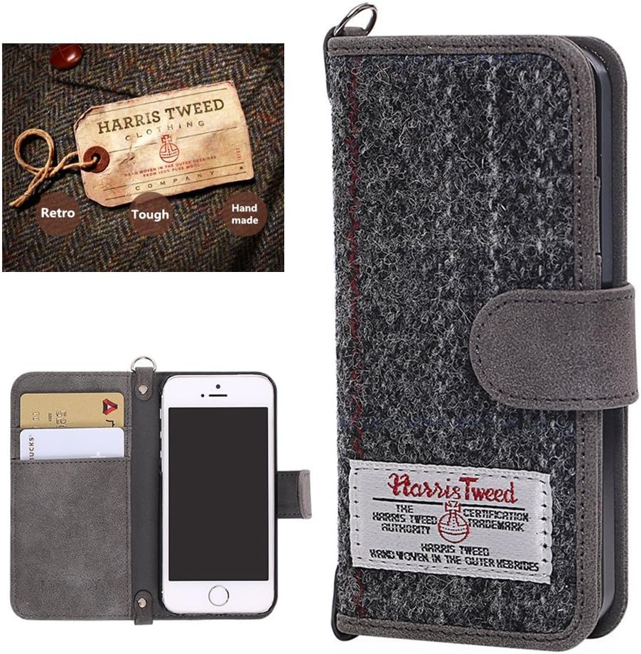 iPhone 6 6s Case iPhone 6 6s (4.7") Wallet Case ,Harris Tweed Synthetic Leather Folio Flip Full Protective Cover with ID Card Credit Card Holder Magnetic Closure for iPhone 6 6s (Grey)