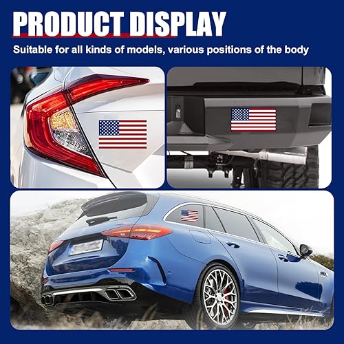 Miniatura 6 de gunhunt 4 calcomanías para espejo retrovisor de automóvil, 4.52 x 2.55 pulgadas, autoadhesivas, bandera estadounidense, calcomanía decorativa