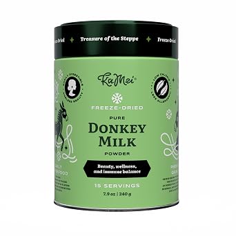 KaMeiTM Freeze-Dried Donkey Milk Powder 240 g | 100% Natural & Pasture-Raised | Pure & Clean | Premium Dairy Alternative to Cow & Goat Milk | Rich Taste | Easy to Mix | Family-Friendly