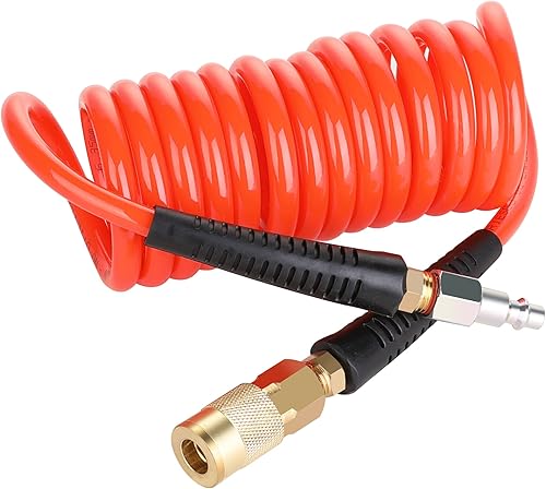 Manguera de aire de poliuretano, manguera de aire de poliuretano de retroceso de 14 pulgadas x 25 pies con restrictores de curvatura, manguera de