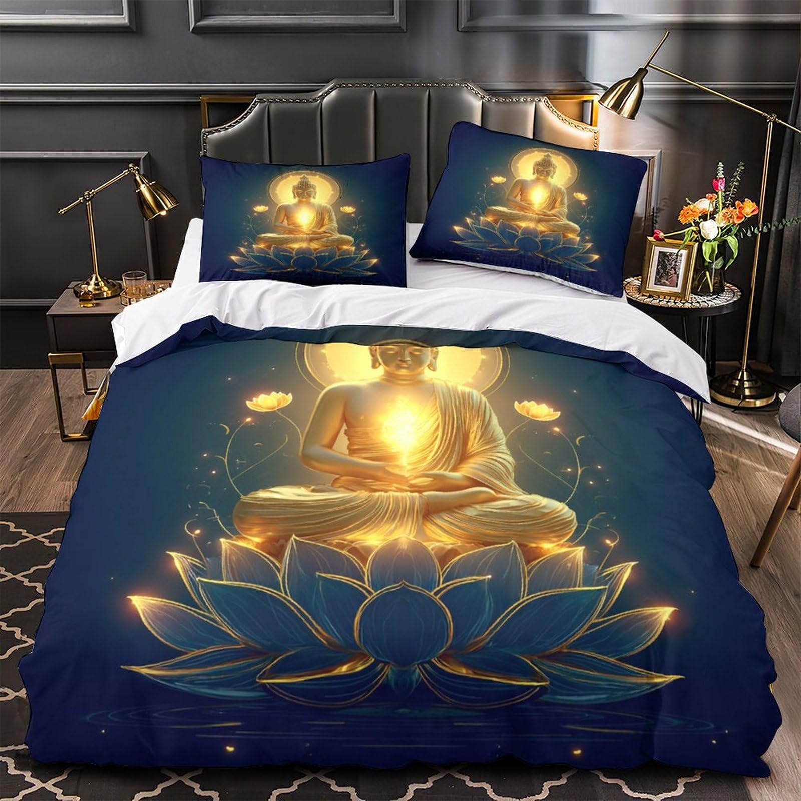 Bouddha parure de lit 3D microfibre housse de couette zen 135x200