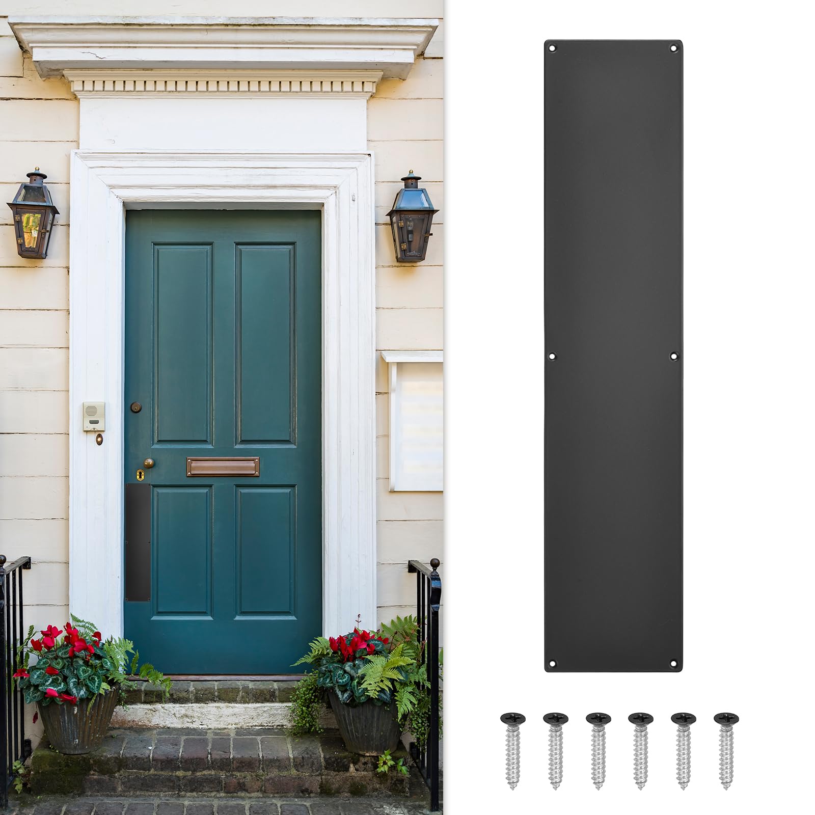 Plaque de poussée de porte anti-rayures en aluminium épais noiruxcell