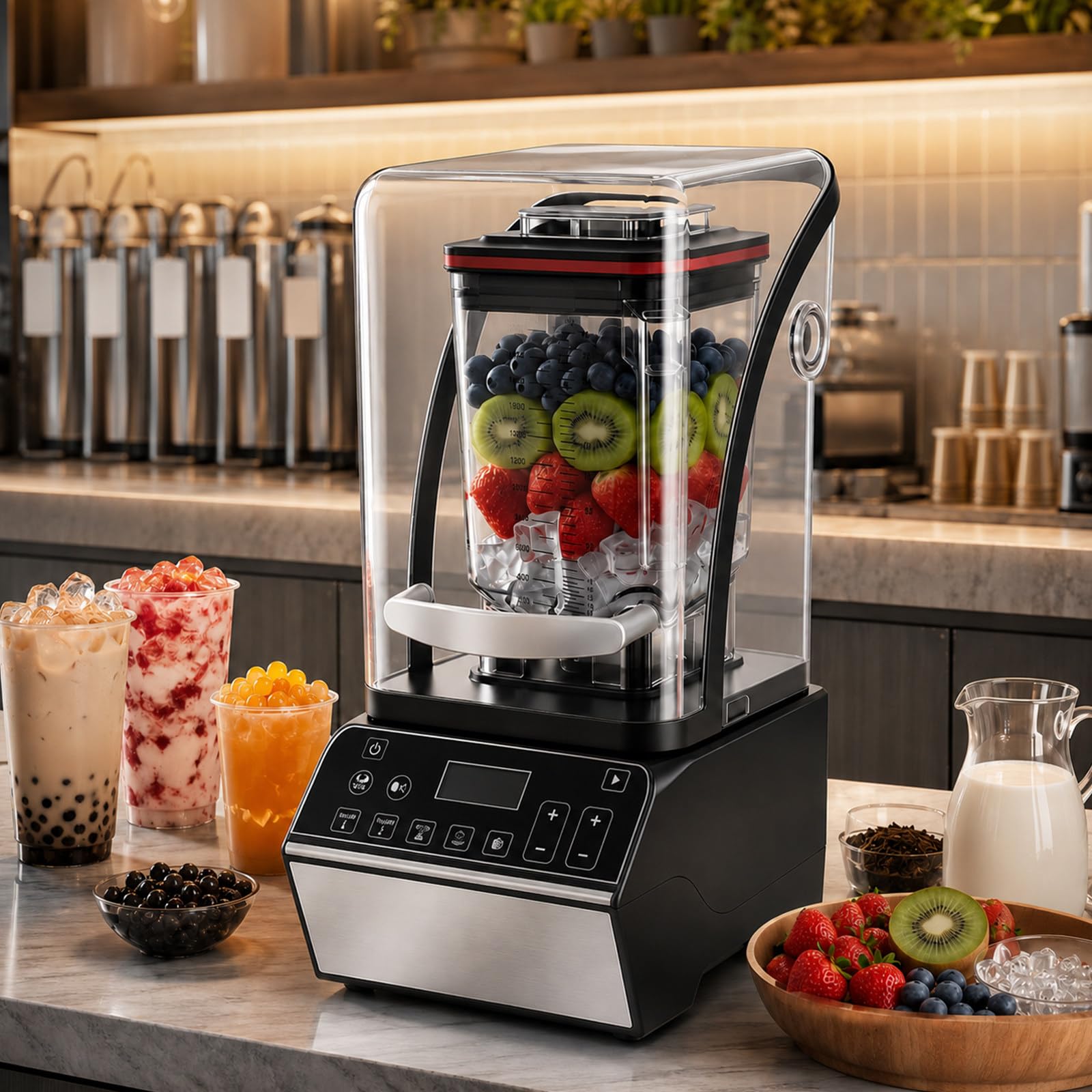 Shumiao Multicolor Commercial Countertop Blender, 46000 Rpm, 6 Presets, Quiet Shield