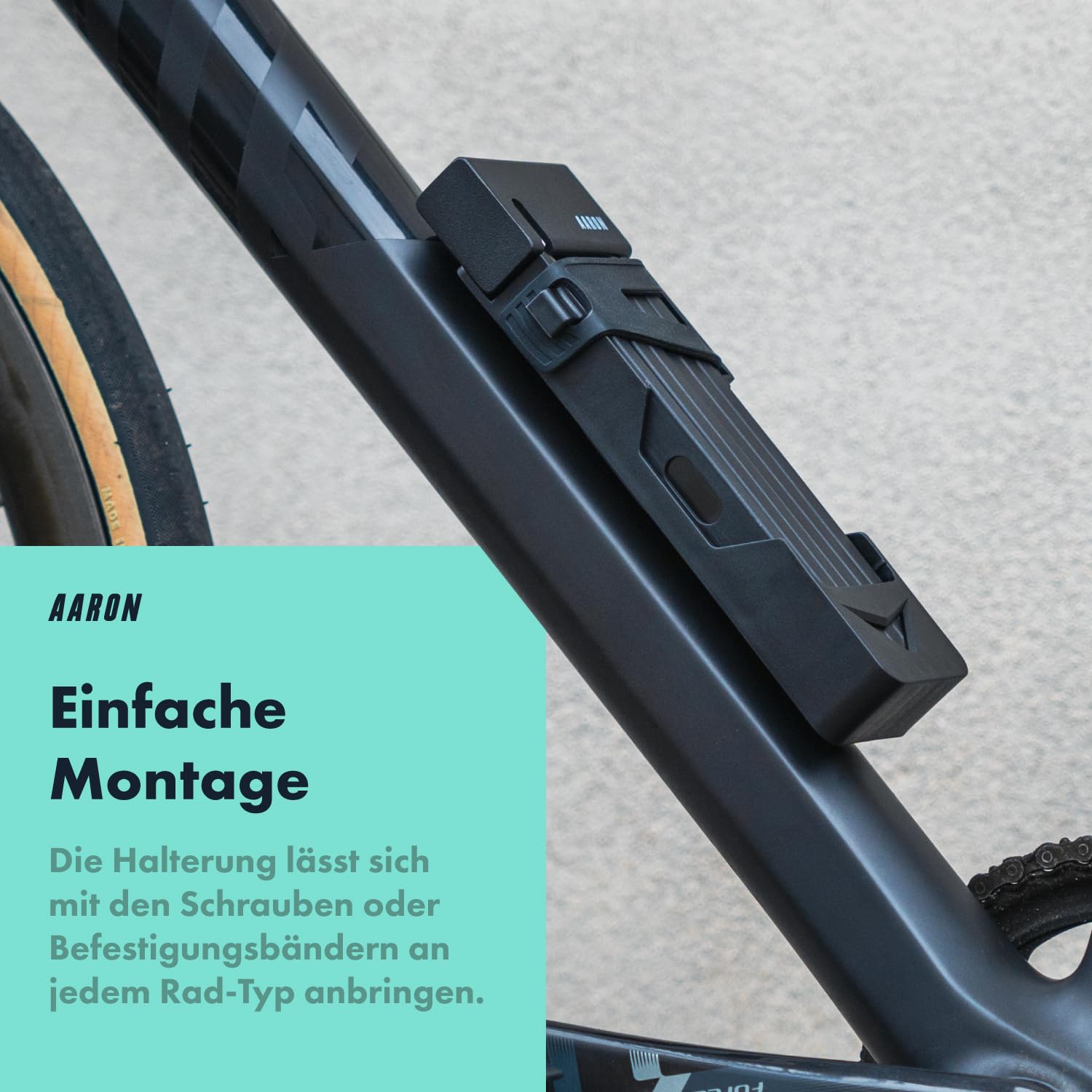AARON Shield Fahrradschloss - sicheres Faltschloss Stufe 14, patentiertes Hochsicherheitsschloss mit Halterung - leichtes Fahrrad schloss mit Schlüssel für E-Bike, Rennrad, Motorrad, MTB in schwarz