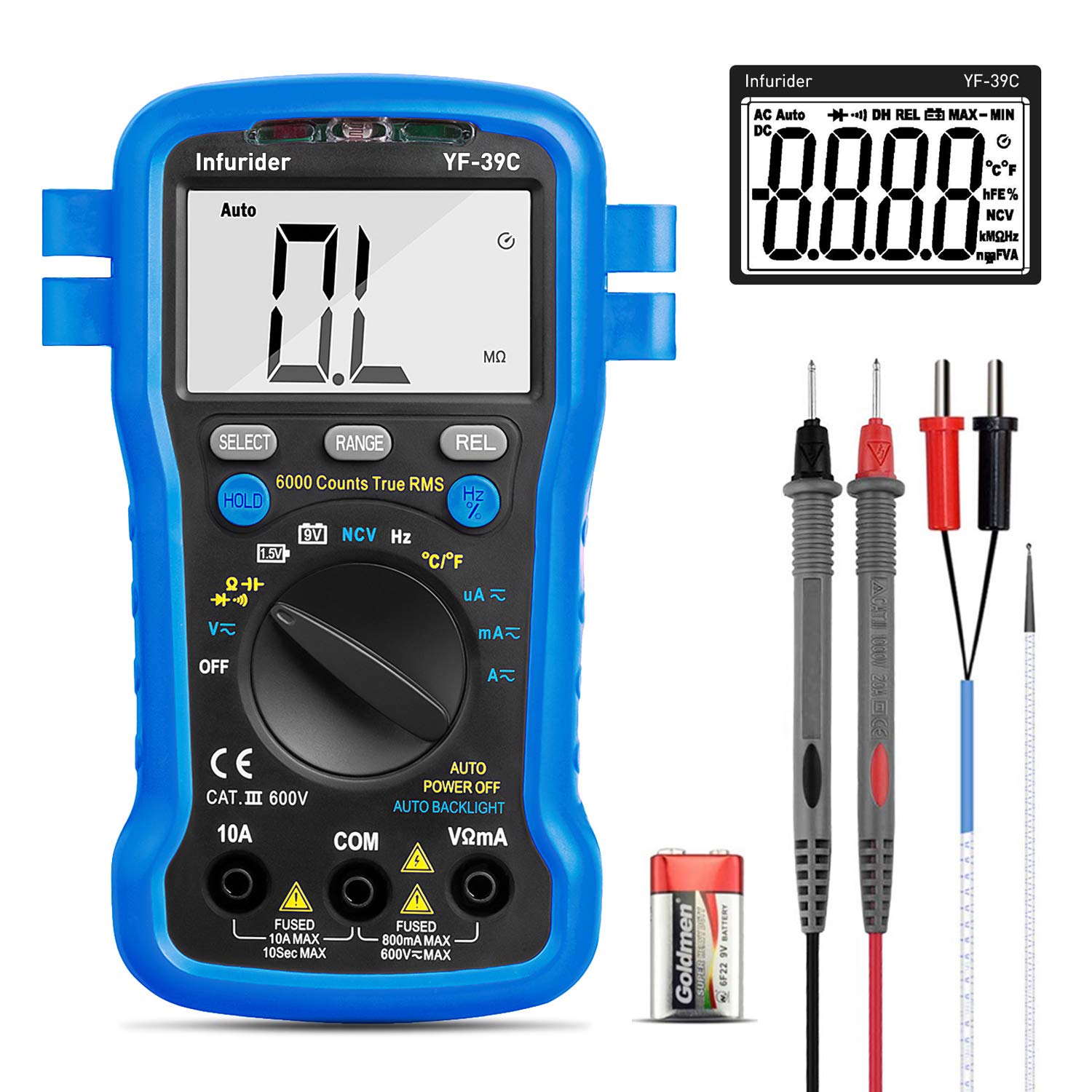 Digital Multimeter INFURIDER YF39C 6000 Counts TRMS Auto Ranging