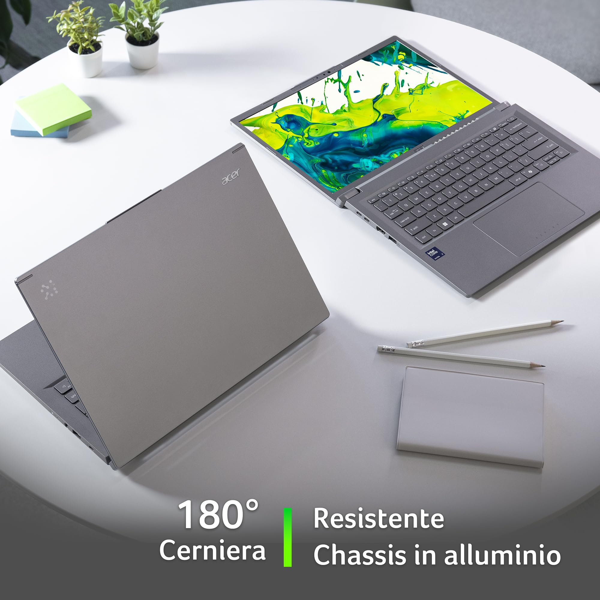 acer Aspire 14 AI Laptop | Display 14” WUXGA OLED | Intel Core Ultra 5-226V | 16 GB RAM | 512 GB SSD | Copilot+ PC | Windows 11 | QWERTY | PC Portatile IA, 14"