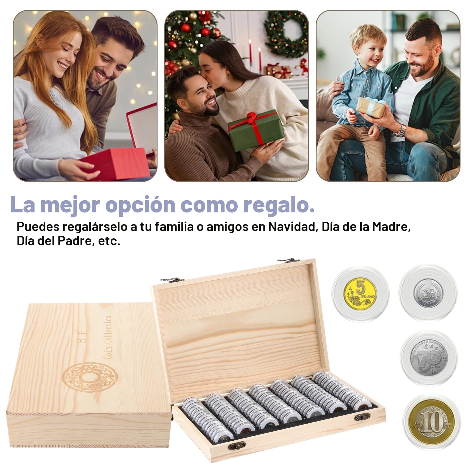 Caja para Monedas Coleccion, 100 Cápsulas de Monedas, Almacenamiento de Monedas para Coleccionistas de 18 mm 21 mm 25 mm 27 mm 30 mm