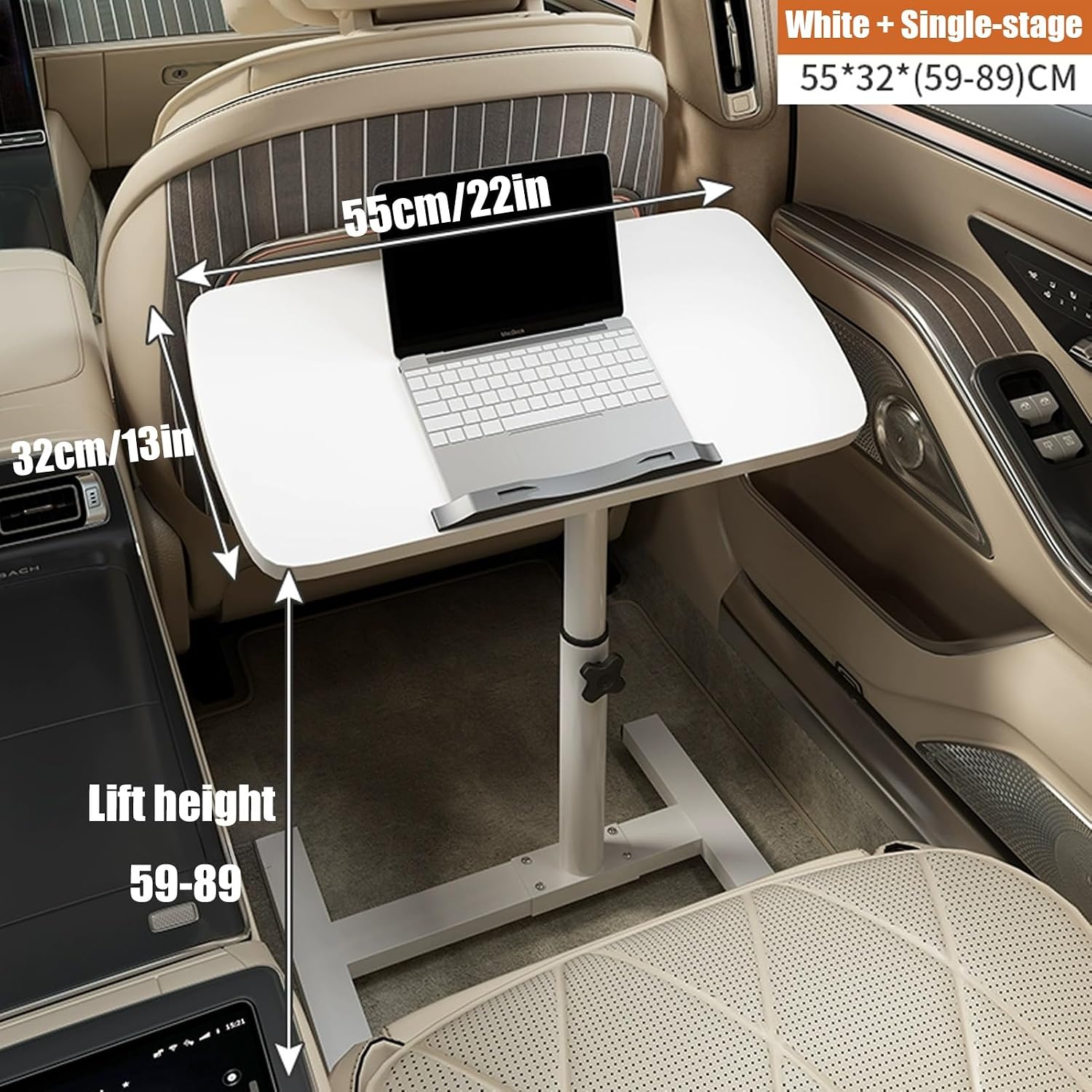 Foldable RV Table, Dinette Table, Portable Car Seat Tray Tables, RV Folding Tables, Height Adjustable, Car Computer Desk for Working, Writing, Eating(Black)