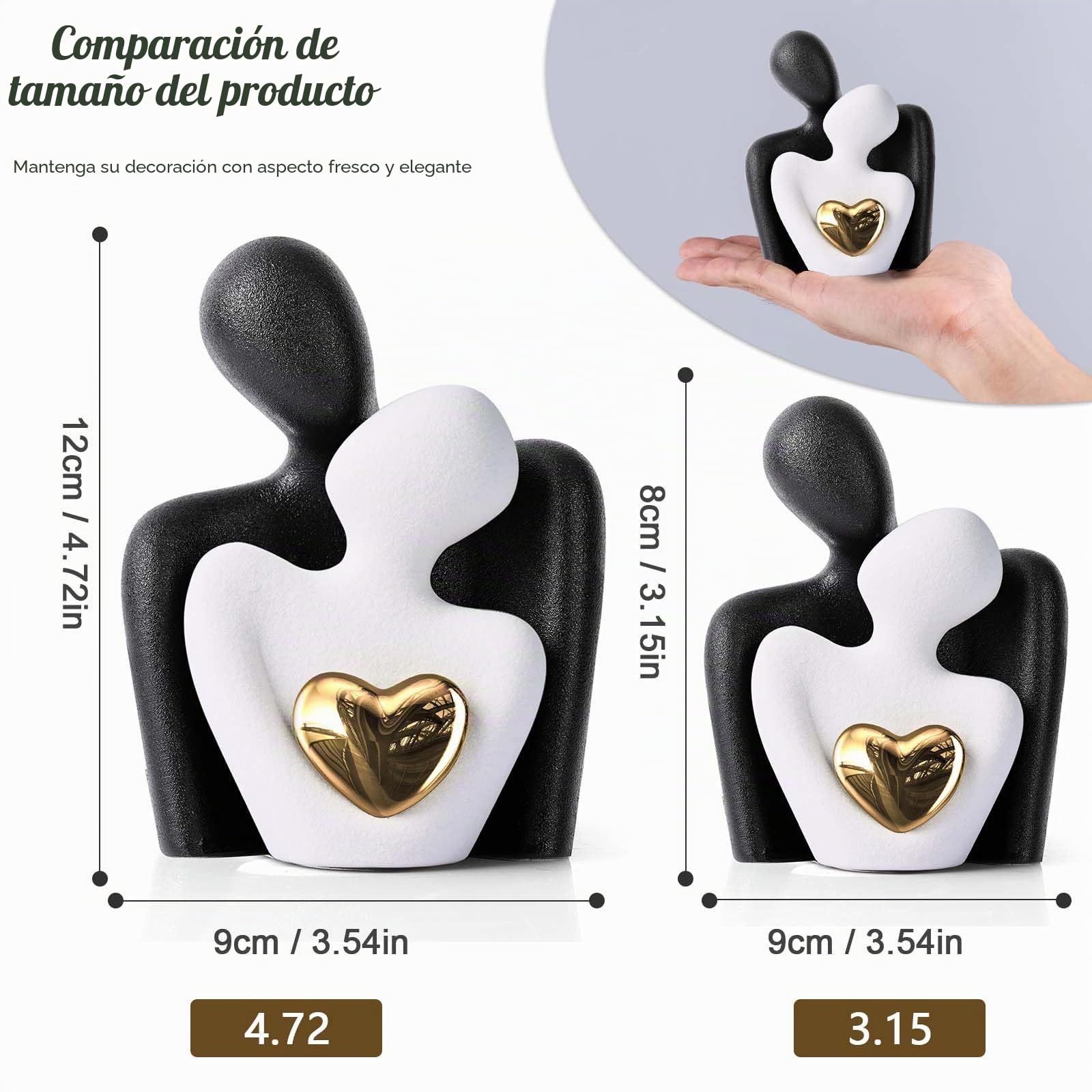 XMGZQ Mini Estatua de Pareja,artículos de decoración para Sala de Estar,decoración de Dormitorio para Parejas cerámica,esculturas para estantes,Regalos romántico para San Valentín,Aniversario