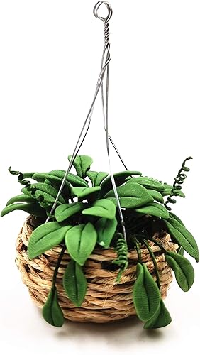 Miniatura 2 de Taponukea Plantas de casa de muñecas en miniatura, muebles y accesorios para casa de muñecas, maceta colgante modelo 1 a escala 12 (2 macetas)